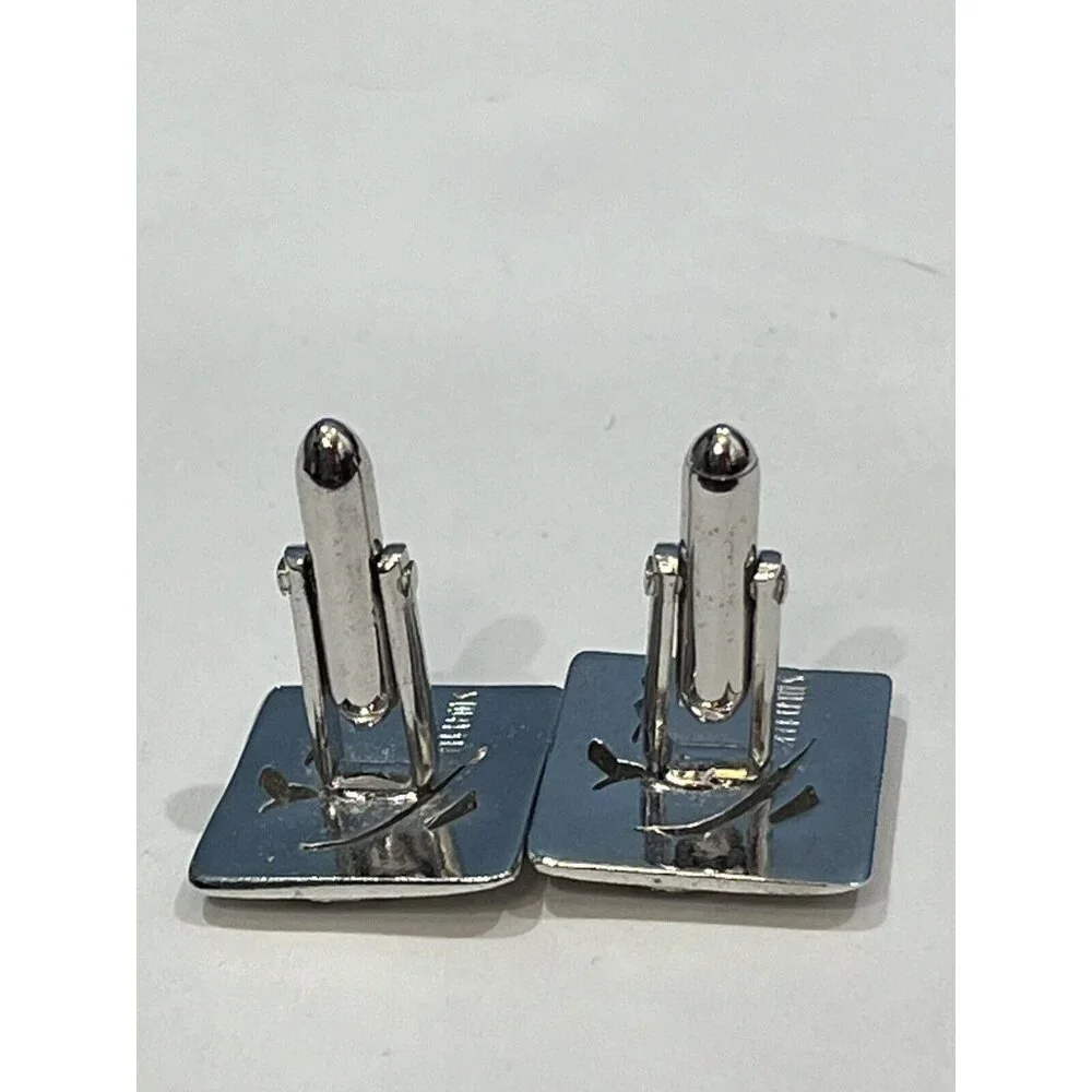 Vintage Swank Silver Fish Cuff Links And Matching Tie Clip Bar